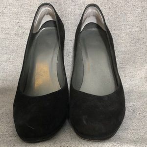 Black suede heels